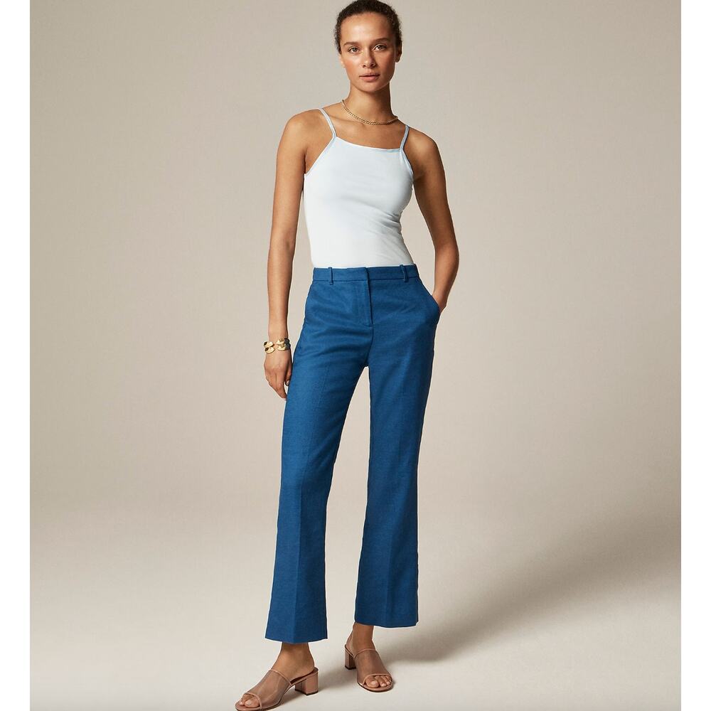 J.Crew Tall Kaya Pant Stretch Linen Blend Cobalt Berry Blue Classic US 8T NWT